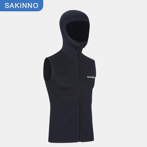 3MM 민소매 다이빙 풀 표류 따뜻한 탑 MV302 지퍼 조끼 후드 스노클링 서핑 수영 자켓 블랙 슈트 잠수복