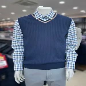 인디안웰메이드 남성 골프 봄 V넥 솔리드(무지) 조끼 니트 4 S 1209