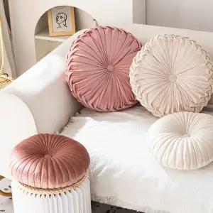 원형 소파 쿠션 핑크 플라워 등쿠션 장식 방석 꽃모양 인테리어 벨벳 소파