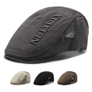통풍 남성 여름 베레모 자수 남성 메쉬 베레모 모자