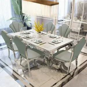 4인 대리석식탁 다이닝룸탁자 럭셔리 테이블 엔틱 타원형 직사각형 주방 레스토랑 세트의자