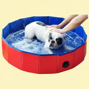 강아지 접이식 수영장 욕조 소형 80x20 애완용 고양이 물놀이 튜브 이동식 간편 보관