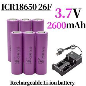 ICR18650-26F 대용량 충전식 리튬 배터리 3.7V 2600mAh  종류의 전자 제품 충전기 포함