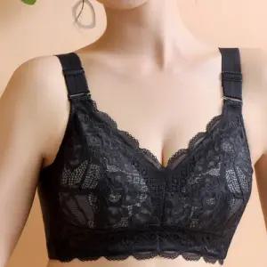 빅사이즈 노와이어 레이스 디자인 이중밴드 브라