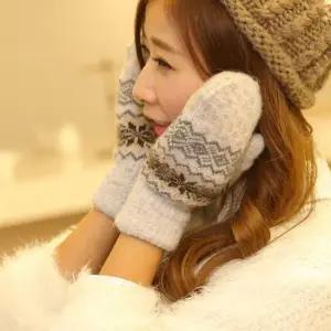 은창)러블리 지그재그 눈꽃 니트 벙어리 장갑 겨울 겨울장갑 털장갑 방한
