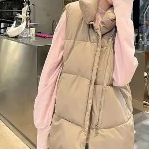 베이직 조끼패딩 사선지퍼 밑단조절 스트링 겨울 가을 경량 베 점자켓 방한복 아우터 바람막이 잠바 다운