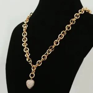 18KGP 메리 골드 큐빅 하트 체인 목걸이 PNs4+3abG