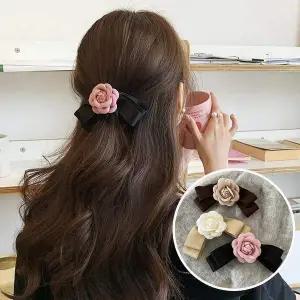 꽃송이 197NMT50 리본 헤어 집개핀 예쁜 실크리본