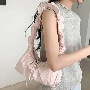 숄더백 러블리 도트 러플 숄더백 호보백 셔링 쉬폰 데일리