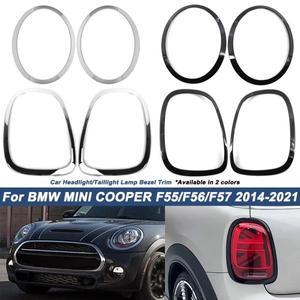 BMW 미니 쿠퍼 F55F56F57 2014-2021 전면후면 램프 링 베젤 커버 트림 용 2Pcs 자동차 헤드 라이트미등 프