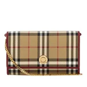 체크 캔버스 플랩 체인 지갑 8116321 B9724