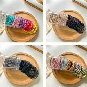 세트 머리끈 헤어끈 100개 고무끈 헤어끈 대용량 머리고무줄 4color 아프지않은 헤어고무줄