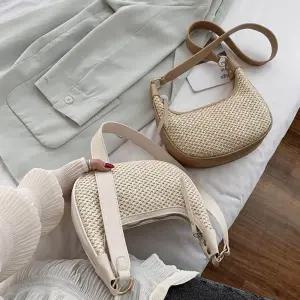 반달 숄더백 여자 라탄 여름 가방 데일리백 캐주얼백 nkI8+4yzz