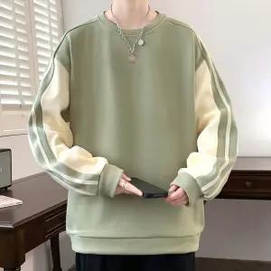 남자긴팔티 루즈핏 봄가을 캐주얼 라운드넥 상의 배색 빅사이즈 맨투맨 심쿵