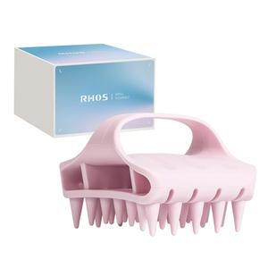 RHOS 두피 마사지 브러시, 곡선 통풍 스크러버, 비듬 제거용 부드러운 실리콘 헤어 습윤 및 건조 모발(핑크)