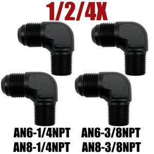 124X 90도 6AN 8AN 남성 14 38 NPT 플레어 어댑터 연료 라인 호스 피팅 AN-NPT 나사 커넥터 알루미늄 검정