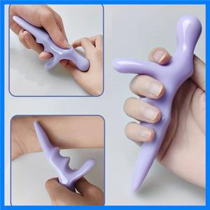 보라색 T-지압 마사지 엄지 손가락 프레스 트리거 포인트 릴리프 피로 전신 딥 핸드 헬드 반사 요법 도구