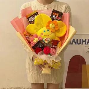 빅사이즈 스마일꽃 대형 과자 꽃다발 쇼핑백 세트 화이트데이 발렌타인데이 선물 간식 꽃인형 연주회 발표회