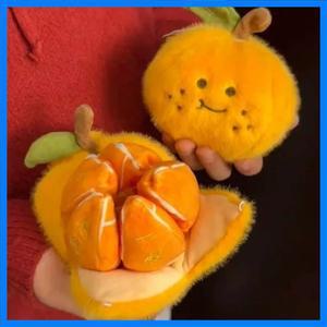 Kawaii 껍질을 벗길 수있는 오렌지 세그먼트 과일 플러시 장난감 부드러운 시뮬레이션 음식 키 체인 배낭
