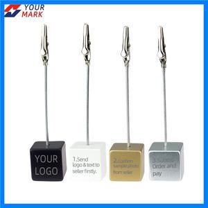 맞춤형 큐브 스탠드 와이어 사진 클립, 카드홀더 테이블 번호 클램프, 프로모션 로고 선물 인쇄, 주문 도매