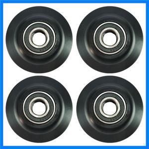 4개의 헛간 문 바퀴, 스틸 슬라이딩 트랙 풀리, U-홈 롤러, 부드럽고 조용한 이동, 가구용 미끄럼 방지 가