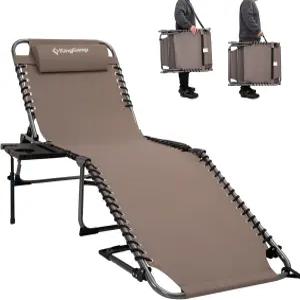 킹캠프 야외 해변용 접이식 체이스 라운지 의자 일광욕 파티오 수영장 잔디밭 데크 베개 및 사이드
