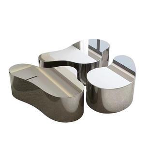 비정형 스테인리스 테이블 미니멀 카페 A 낮은 라운지 45x45cm 좌탁 미러