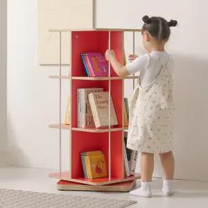 VONI 자작엣지 레드에디션 인테리어 회전책장 3단