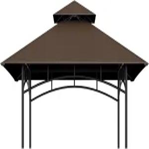 그릴 가제보 교체용 탑 5 * 8 야외 바비큐 커버 더블 레이어 캐노피 모델 L-GG001PST-F (브라운)