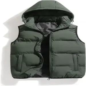 하스네 남성 겨울 패딩 조끼 민소매 따뜻한 지퍼 경량 재킷 탈부착 후드 포함