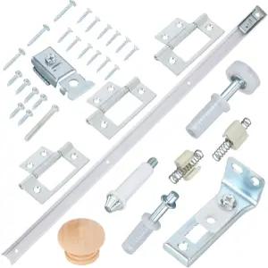 침실 주방 욕실용 이중 접이식 도어 수리 키트 옷장 하드웨어 24인치/61cm 트랙 힌지 나사 나무 손잡이