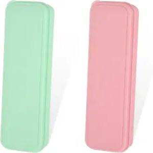 뚜껑이 있는 코비 2개 여행 도구 홀더 휴대용 식기 상자 보관 케이스 간단한 젓가락 포크 캠핑용 숟가락