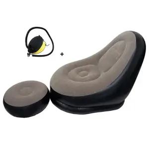 (선택 19287535)헬프그린 1인 에어쇼파 빈백소파 스툴 발받침포함 싱글 경량 야외 캠핑 쿠션