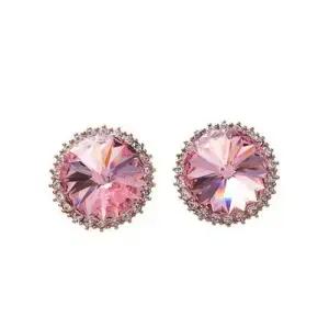 E594 라이트로즈 크리스탈 로즈골드 은침 귀걸이 WFFPHAI