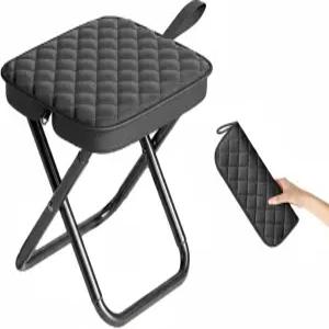 카사나이브라 11.8인치 접이식 배낭 의자 카본 스틸 휴대용 포켓 두꺼운 캠프 등산 가방 350파운드 블랙
