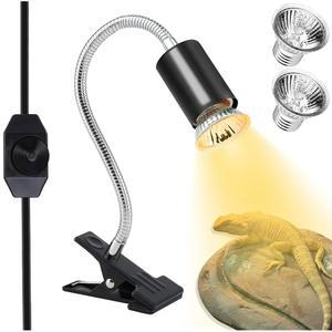 NBIUIUYIGE 파충류 열 램프 거북이, 도마뱀, 수염 용 및 기타 양서류 애완동물을 위한 온도 조절 360 회전 호스 크롤러 열선등