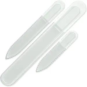 몽 블루 프로페셔널 체코 유리 네일 파일 3종 세트 - 정품 강화 수제 선물 세척 가능한 양면 에칭 천연