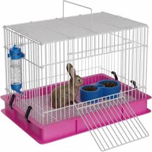 스틸코브 작은 토끼 우리 실내 물병과 음식 접시가 있는 기니피그 햄스터 페럿 쥐 친칠라 고슴도치 저빌