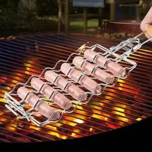 (선택 스텐 핫도그석쇠)양면 스텐석쇠 구이꼬지 삼겹살 캠핑 차박 바베큐