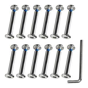 런씨웨이 12Pcs 인라인 스케이트 교체용 나사, 6mm OD 롤러 블레이드 휠 액슬 베어링, 설치 도구가 있는 샤프트 육각 소켓 나사 수리 도구