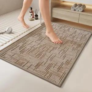 치카이지아 논 슬립 목욕 매트 욕실 러그 흡수성 퀵 드라이 워셔블 샤워 고무 백킹 얇은 언더 도어 브라운