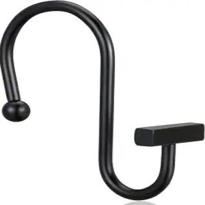 욕실용 블랙 샤워 커튼 후크 방청 링 로드용 치티 모던 메탈 장식 스퀘어 T 바 모양 12개 세트