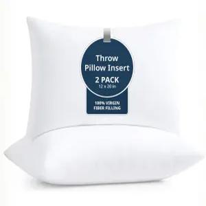 레인 린넨 12x20 베개 삽입물 - 소파 침대용 흰색 장식 2개 팩 쿠션 커버용 푹신한 침대 거실용