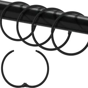 샤워 커튼 후크 링 커튼용 녹슬지 않는 금속 매끄럽게 둥근 욕실 로드용 스냅 조인트 디자인(블랙)