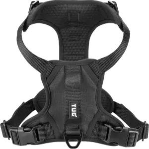 줄 연결 지점이 2개 있는 TUG 도그 하네스 조절 가능 패딩 처리 경량 뒷면 손잡이 앞 클립(소형 검은색)