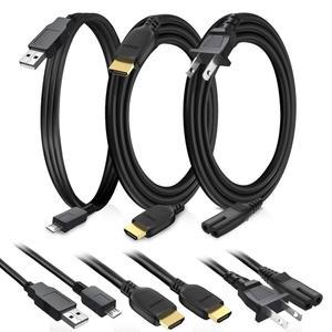 브렌데즈 교체 케이블 세트 - HDMI 8K(이더넷 남성 대 + USB 전원 코드), 소니 플레이스테이션 4 프로 및 PS4 게임 콘솔(6-FEET)과 호환 가능