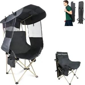 접이식 캠핑 의자 캐노피 야외 우산 잔디 비치 의자가 있는 스포츠 휴대용 낚시 캠프용 그늘막이 의자(일반