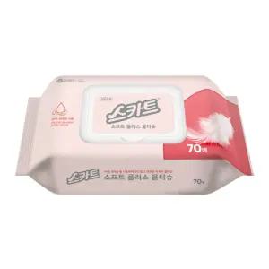 스카트 물티슈 캡형 70매 2개 다용도 가정용 뚜껑 뽑아쓰는 일회용 청소 휴대용