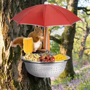 딜고고 외부용 탈착식 다람쥐 모이통 - 옥수수 사료용 금속 선물 피크닉 테이블 및 칩멍크 설치하기