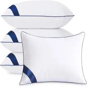 Meoflaw 베개 표준 사이즈 세트 4개 중공 섬유가 포함된 부드러운 극세사 등 배 침목을 위한 수면용 호텔